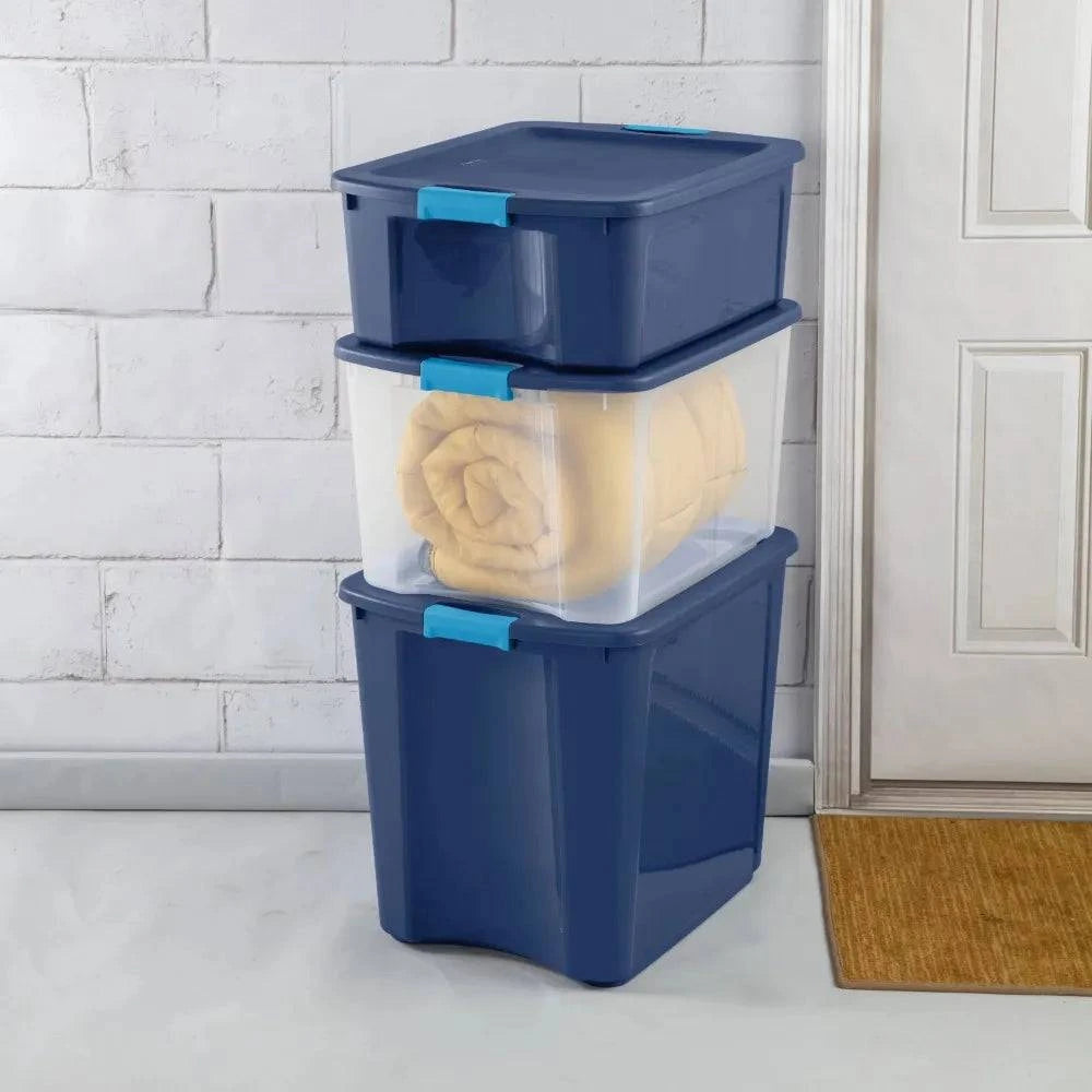 26 Gallon Latch and Carry Plastic, True Blue, Set of 4 Kitchen Storage & Organization Food - Growtochoice LLC
