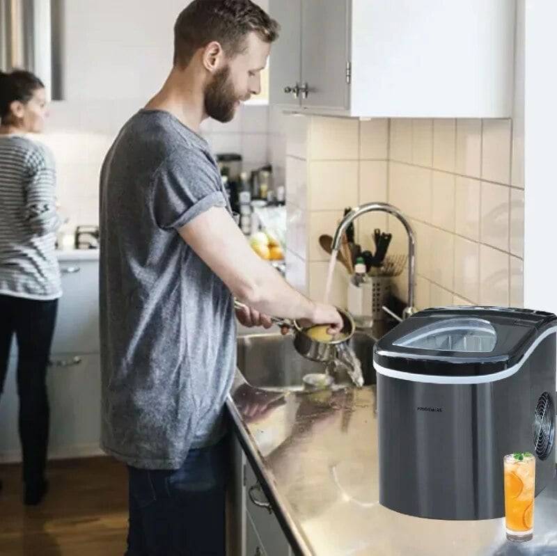 26 lb. Countertop Ice Maker, Black/ Stainless Steel - Growtochoice LLC