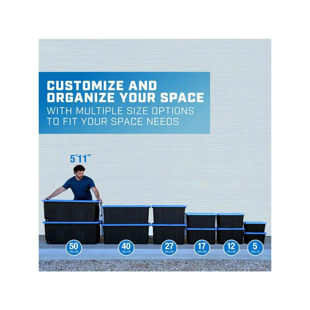 27 Gallon Heavy Duty Latching Plastic Storage Bin Container, Black, Set of 4, Strong and Durable, 28.90 X 20.50 X 16.50 Inches - Growtochoice LLC