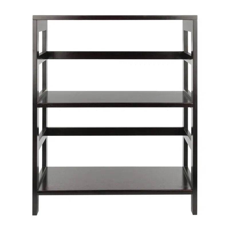 29.21" 2 Tier Leo Shelf Storage or Bookshelf Wide Espresso Brown - Growtochoice LLC