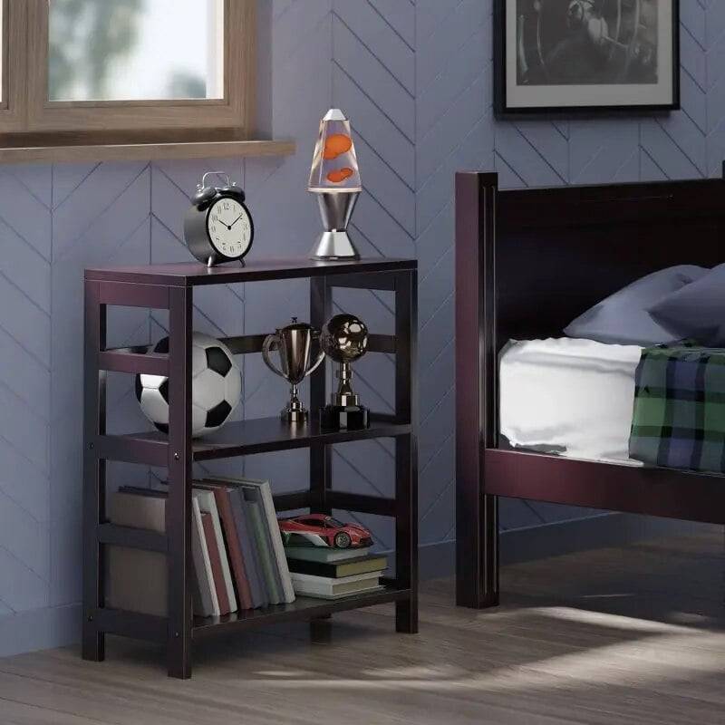 29.21" 2 Tier Leo Shelf Storage or Bookshelf Wide Espresso Brown - Growtochoice LLC