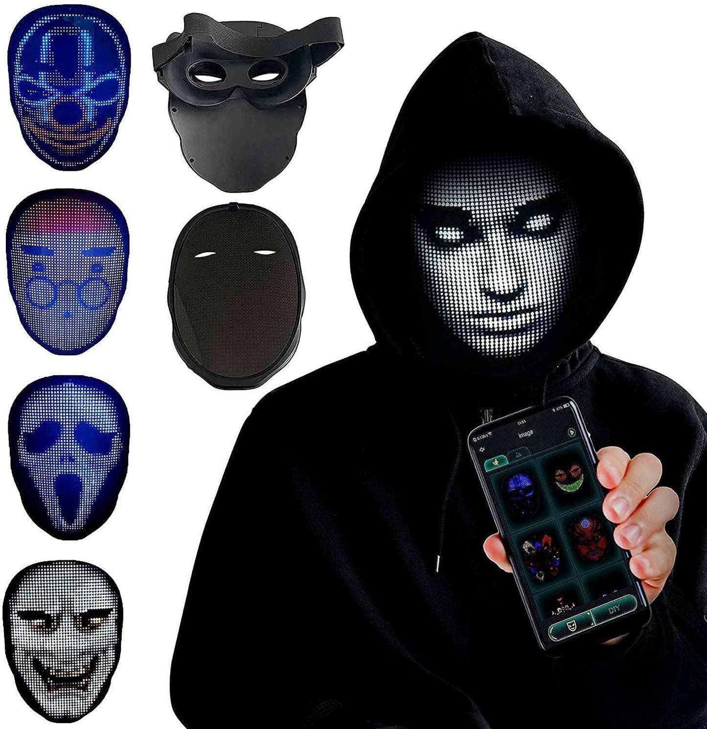 Full LED Face Mask for Halloween - Growtochoice LLC