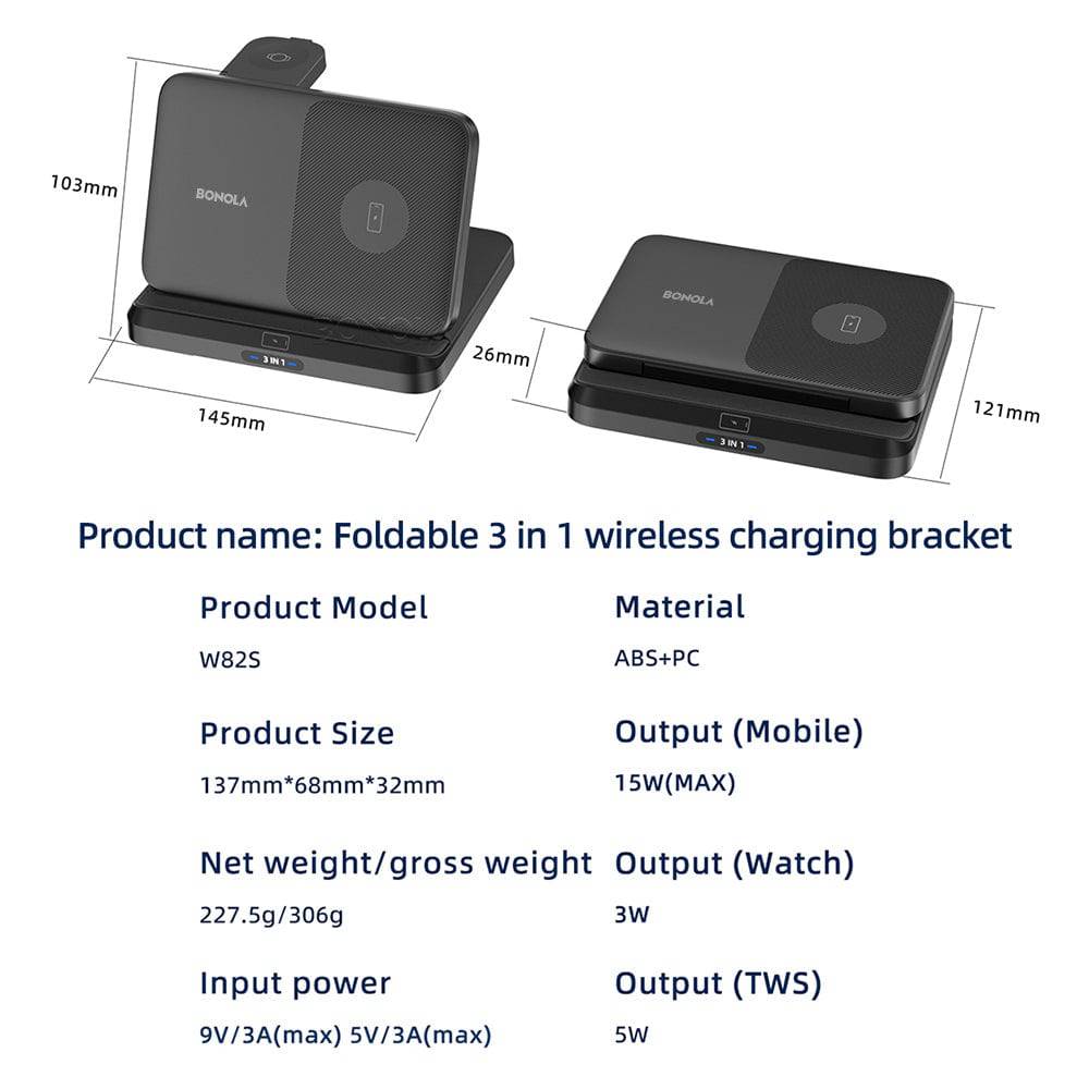 Foldable Wireless Charger 3 in 1 Station for Samsung Z Fold 3/Z Flip4 - Growtochoice LLC
