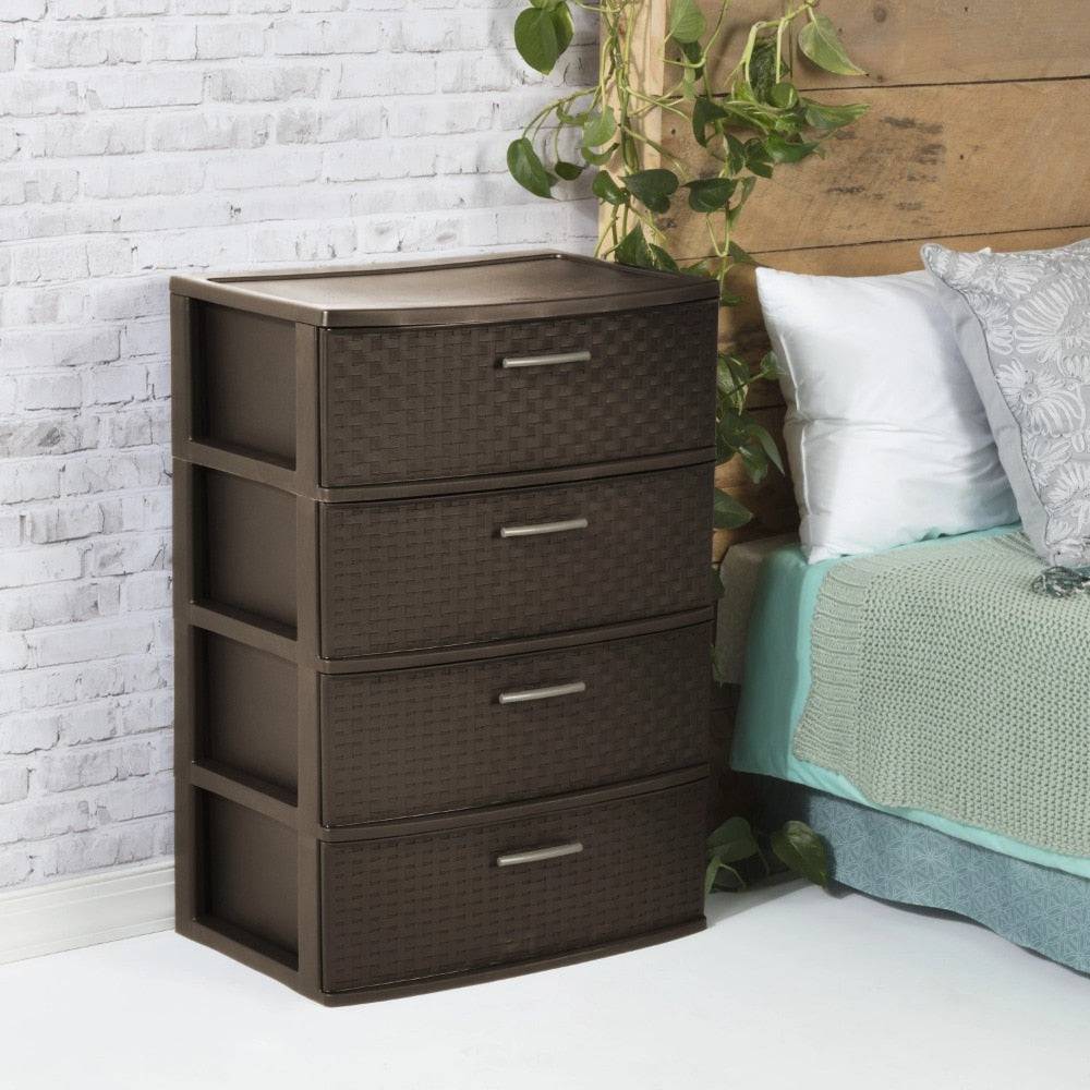 4 Drawer Wide Weave Tower Cement Storage Box home hanging clothes drawer - Growtochoice LLC