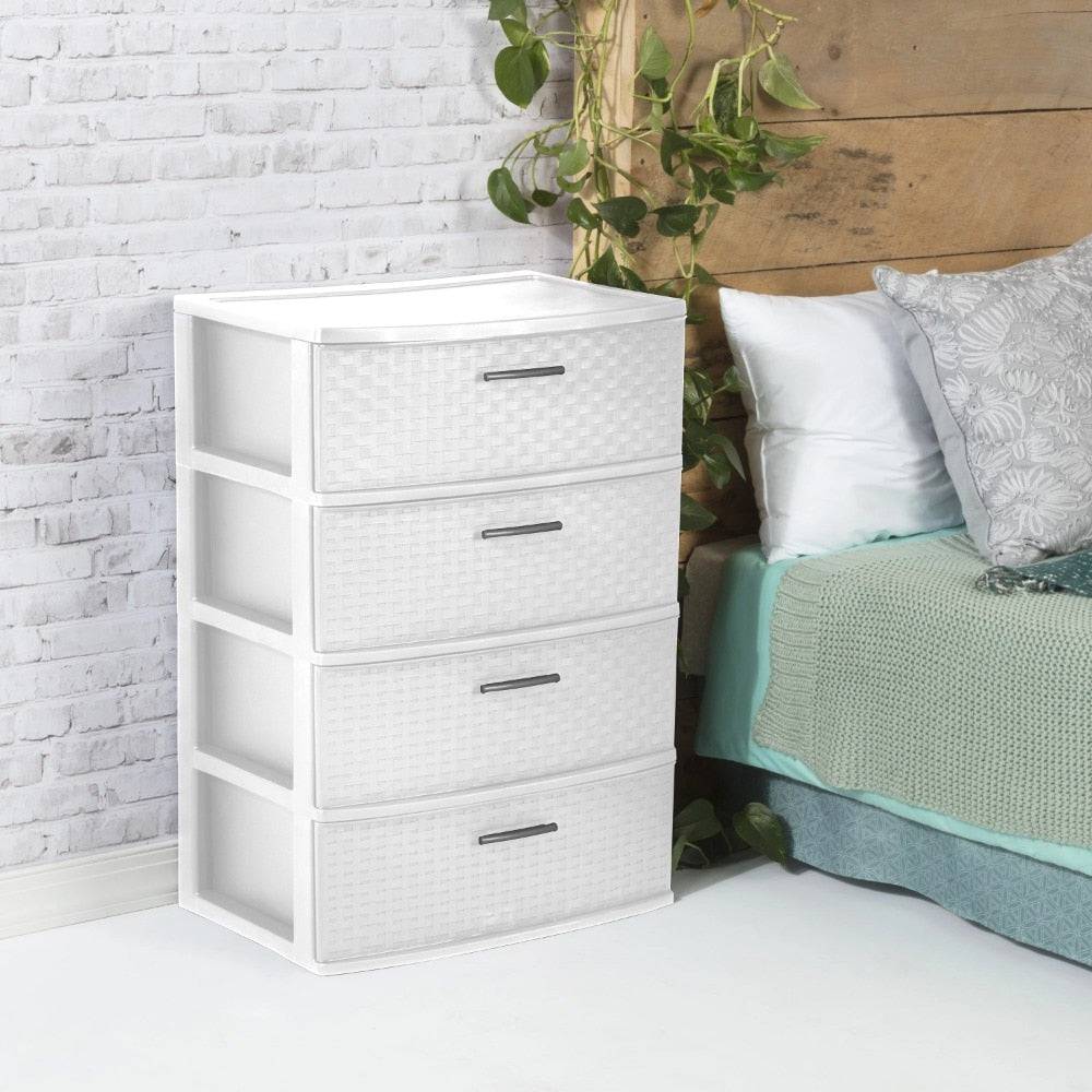 4 Drawer Wide Weave Tower Cement Storage Box home hanging clothes drawer - Growtochoice LLC