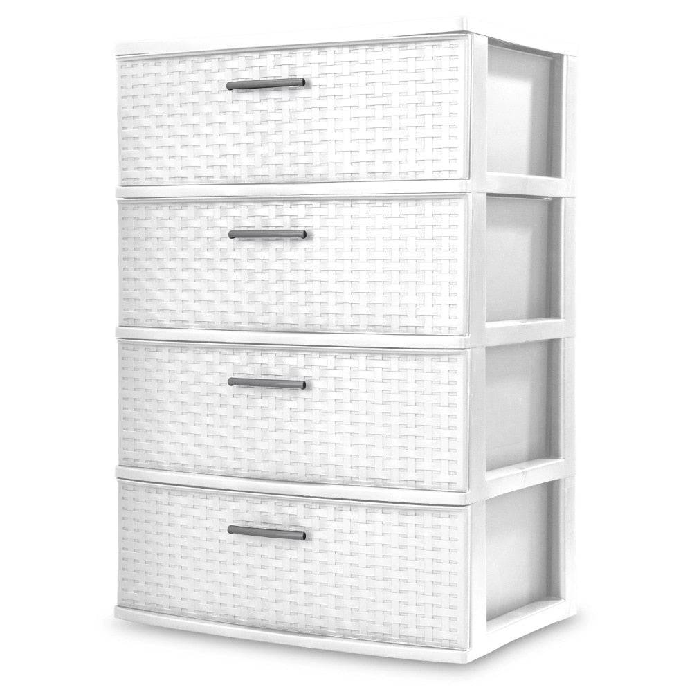 4 Drawer Wide Weave Tower Cement Storage Box home hanging clothes drawer - Growtochoice LLC