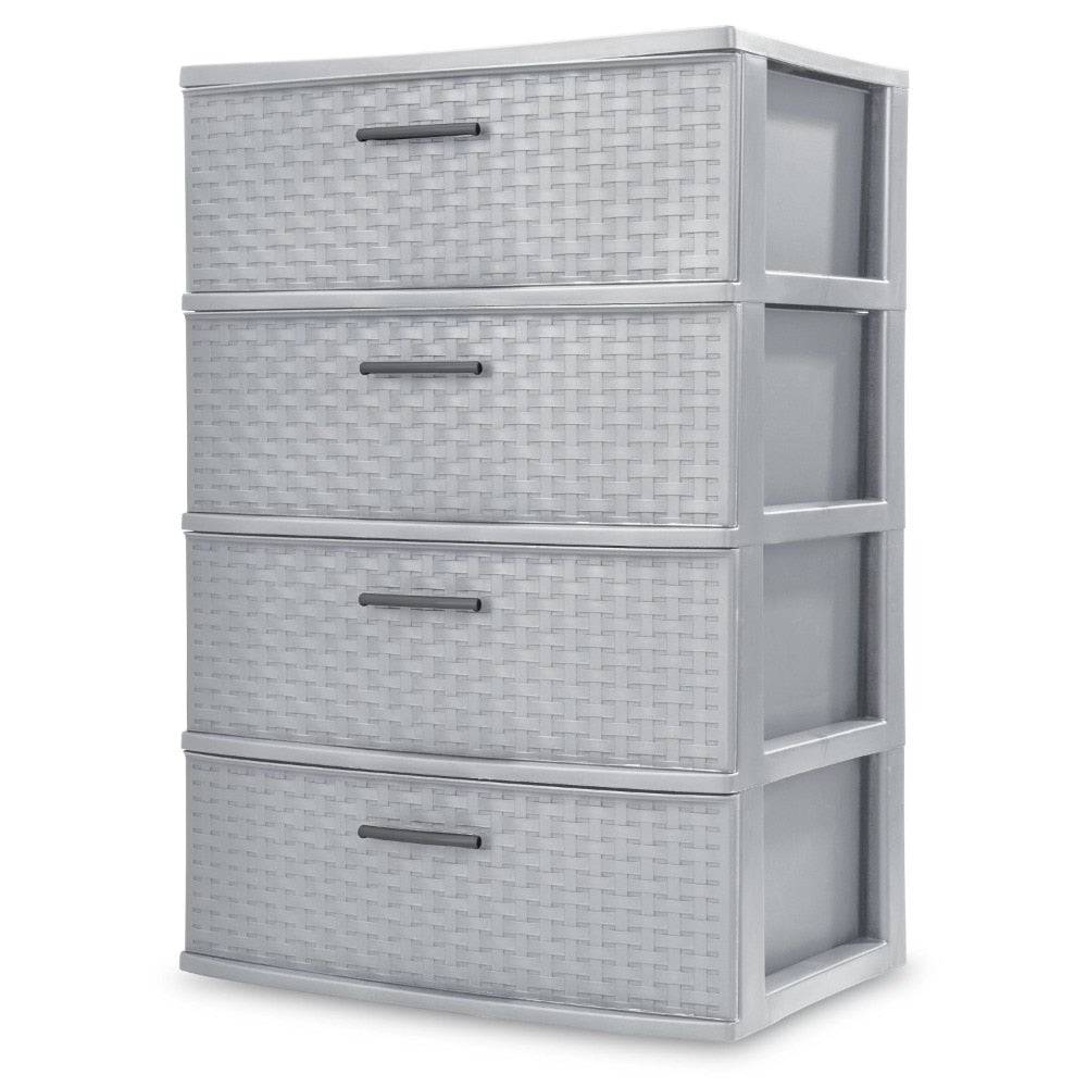 4 Drawer Wide Weave Tower Cement Storage Box home hanging clothes drawer - Growtochoice LLC