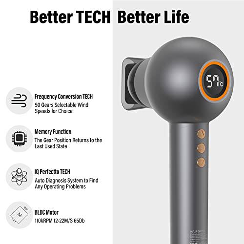 Savani Ions Hair Dryer: Harness the Power of Negative Ions with a High-Speed 110,000 RPM Brushless Motor for Fast Drying, Hair Protection, and LED Temperature Display – Ideal for Home, Salon, and Travel - Growtochoice LLC