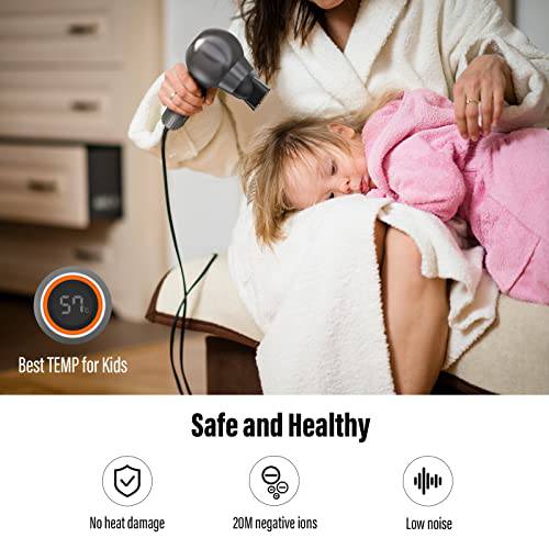 Savani Ions Hair Dryer: Harness the Power of Negative Ions with a High-Speed 110,000 RPM Brushless Motor for Fast Drying, Hair Protection, and LED Temperature Display – Ideal for Home, Salon, and Travel - Growtochoice LLC