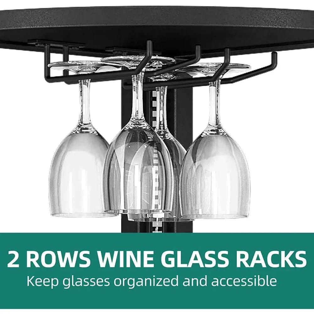 62.3" Tall Corner Shelf with Power Outlets, LED Lights, 5-Tier Corner Bar Cabinet with Glass Holder, Black - Growtochoice LLC