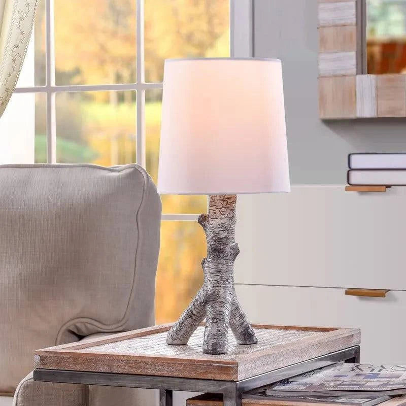 Birch Branch Table Lamp with White Shade, bulb included, 17.25 Restaurant accessories Room decoration Korean room Crow lamp Aest - Growtochoice LLC