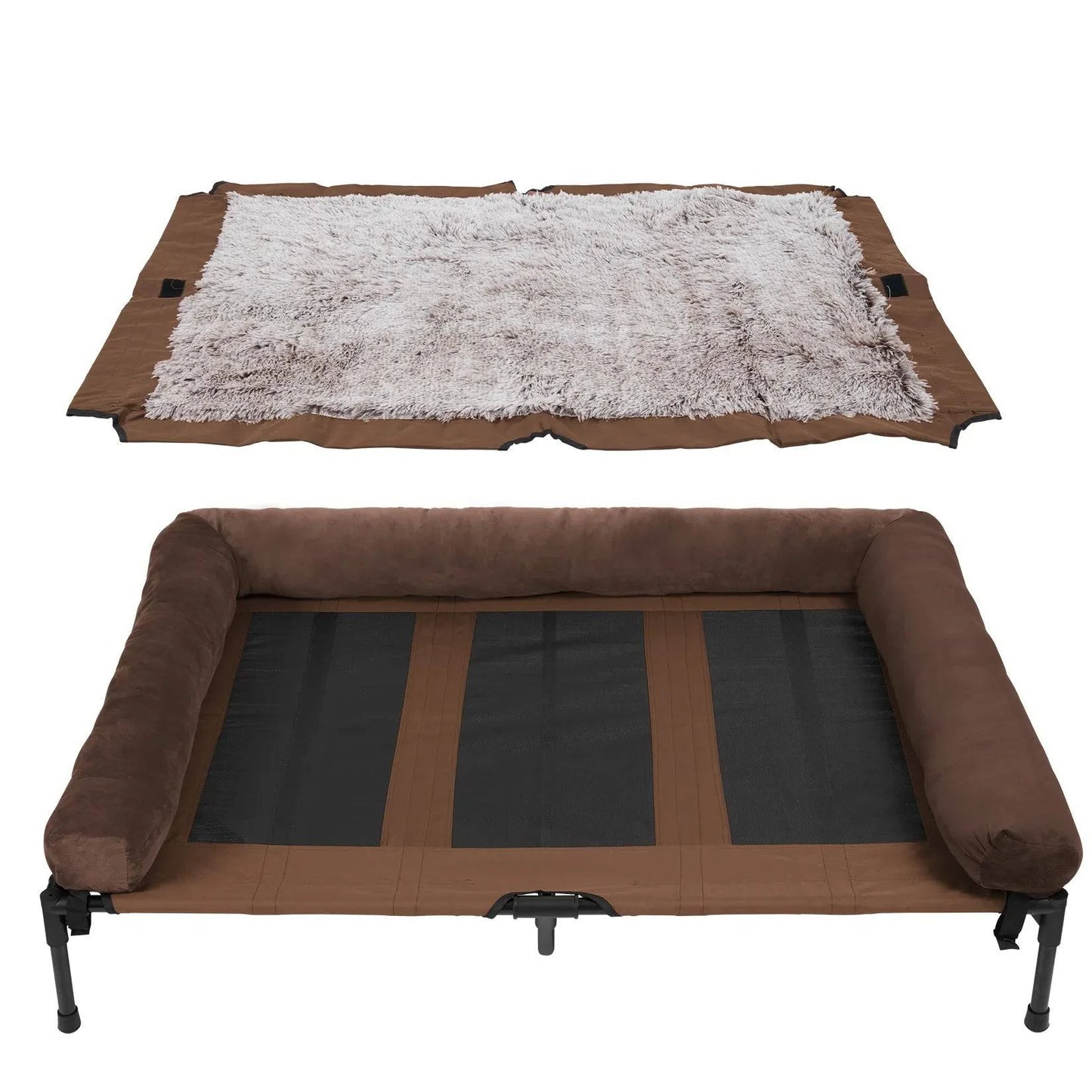Extra Large Cooling Elevated Dog Bed with Bolster Raised Pet Cot Lounger Indoor Outdoor Waterproof - Growtochoice LLC