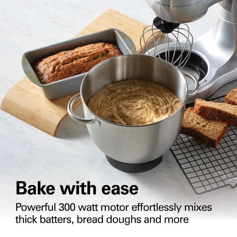 Hamilton Beach Electric Stand Mixer with 4 Quart Stainless Bowl, 7 Speeds, Whisk, Dough Hook, and Flat Beater Attachments,Splash - Growtochoice LLC