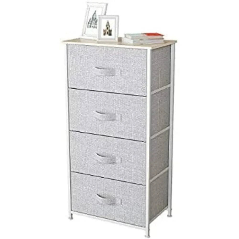 Home Organizer Desk 4 Drawer Dresser Storage Unit Shelf Organizer Bins Chest Fabric Drawers Light Gray” Living Room Drawer Boxes - Growtochoice LLC