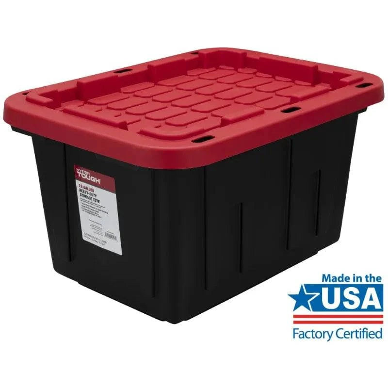 Hyper Tough 12 Gallon Snap Lid Storage Bin Container, Black with Red Lid, Set of 4 storage box - Growtochoice LLC