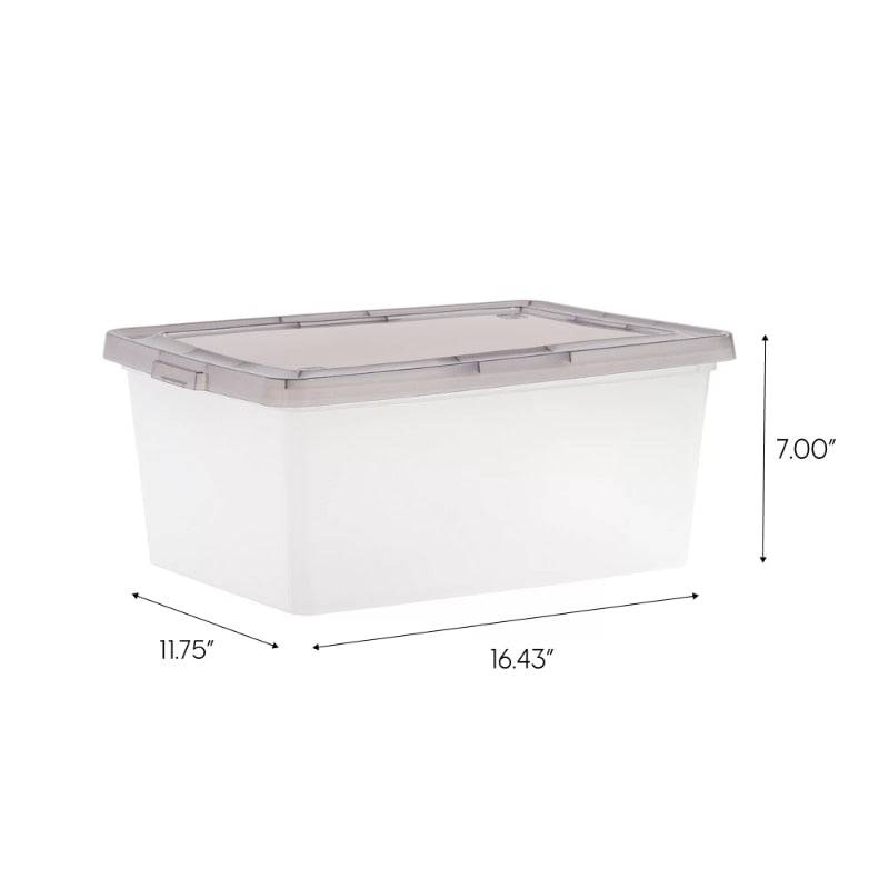 IRIS - 17 Quart Snap Top Clear Plastic Storage Box, Gray, Set of 8 storage box organizer box storage containers - Growtochoice LLC