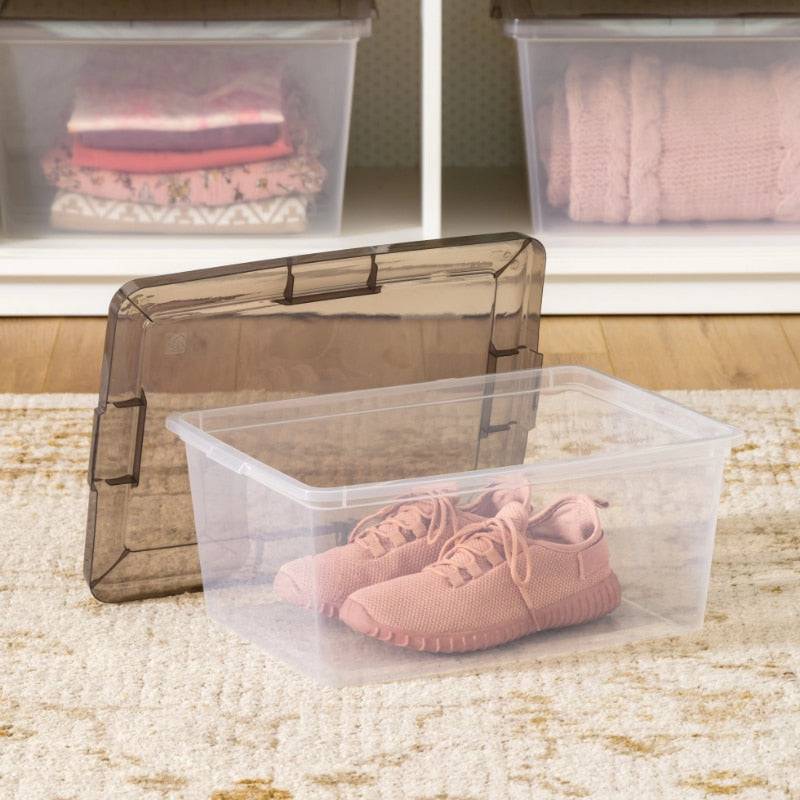 IRIS - 17 Quart Snap Top Clear Plastic Storage Box, Gray, Set of 8 storage box organizer box storage containers - Growtochoice LLC