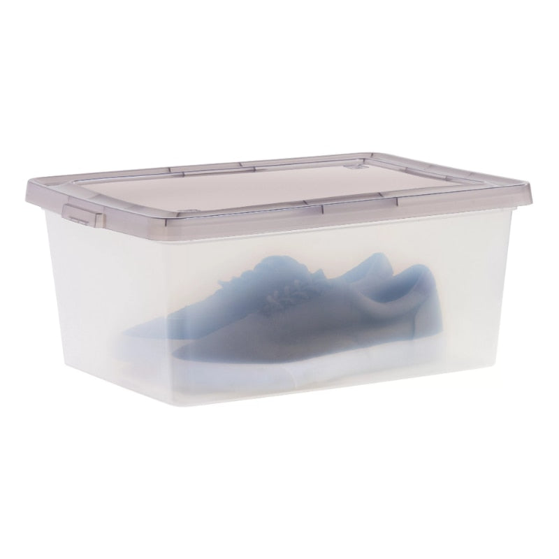 IRIS - 17 Quart Snap Top Clear Plastic Storage Box, Gray, Set of 8 storage box organizer box storage containers