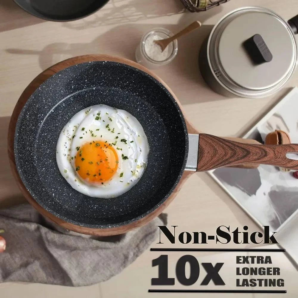 Kitchen Academy Induction Cookware Sets - 12 Piece Granite Black Nonstick Cooking Pan Set - Growtochoice LLC