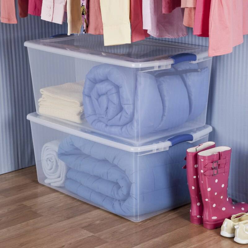 Sterilite 105 Qt. Latch Box Plastic, Stadium Blue, Set of 4 storage box organizer box storage containers - Growtochoice LLC