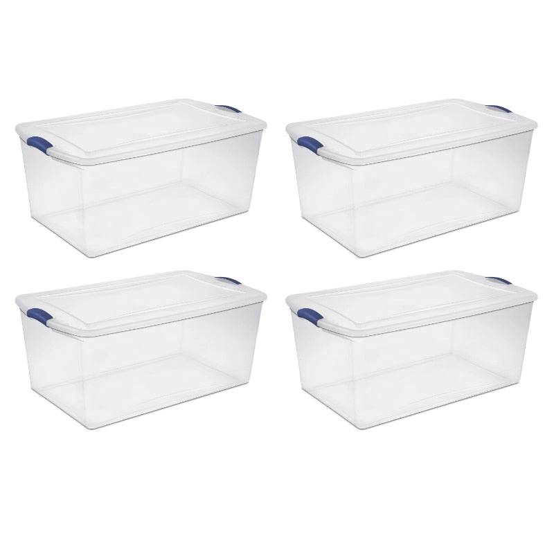 Sterilite 105 Qt. Latch Box Plastic, Stadium Blue, Set of 4 storage box organizer box storage containers - Growtochoice LLC