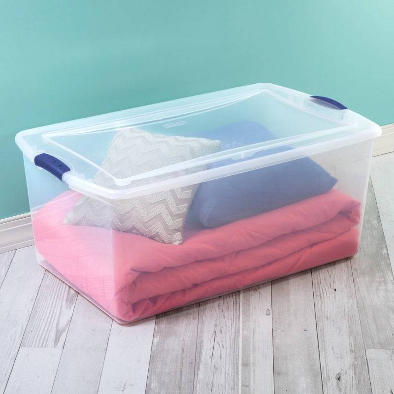 Sterilite 105 Qt. Latch Box Plastic, Stadium Blue, Set of 4 storage box organizer box storage containers - Growtochoice LLC