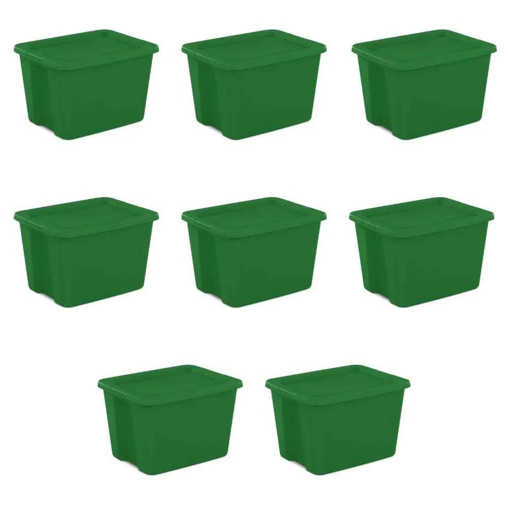 Sterilite 18 Gallon Tote Box Plastic, Elf Green, Set of 8 - Growtochoice LLC