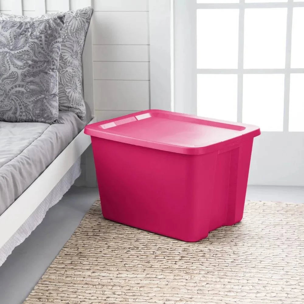 Sterilite 18 Gallon Plastic Tote Box - Fuchsia Burst - Set of 8 - Growtochoice LLC