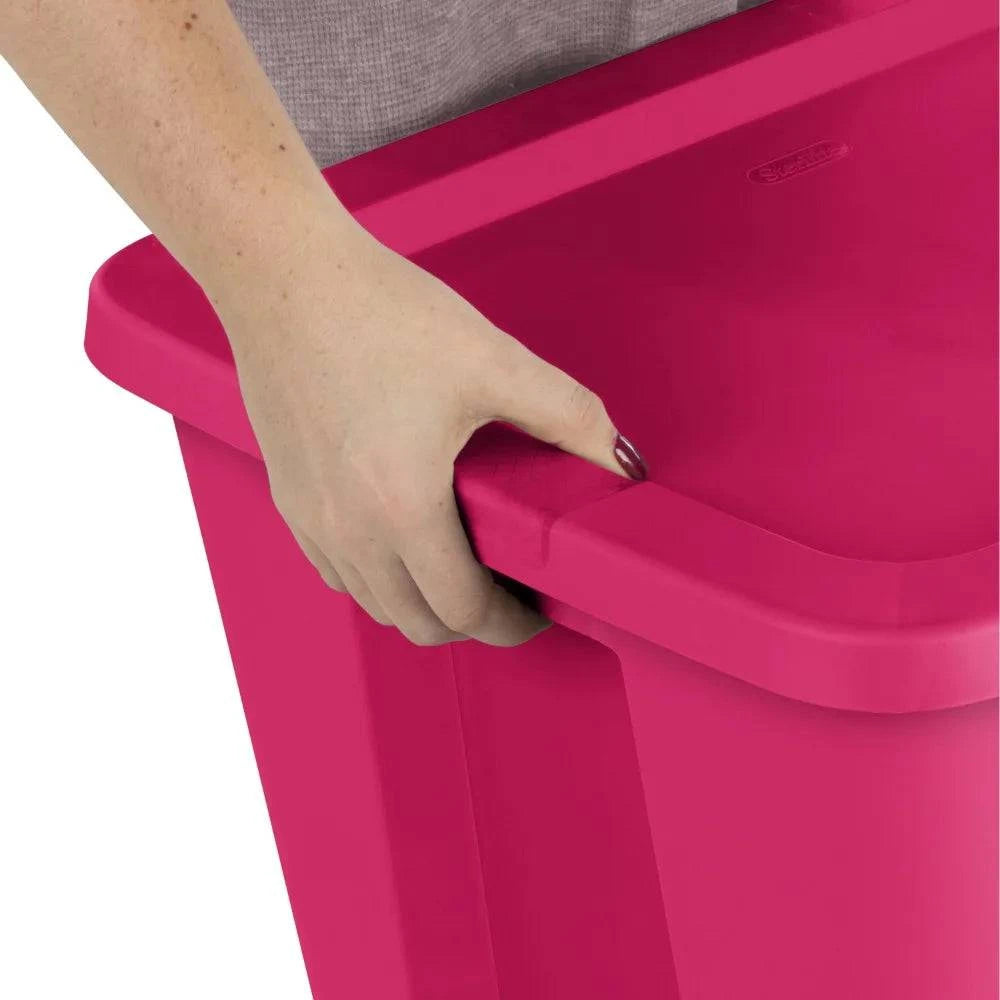 Sterilite 18 Gallon Plastic Tote Box - Fuchsia Burst - Set of 8 - Growtochoice LLC