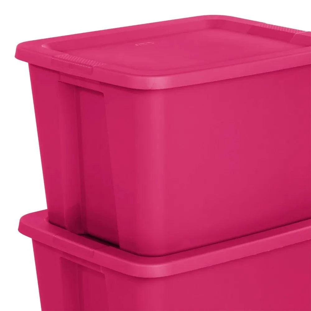 Sterilite 18 Gallon Plastic Tote Box - Fuchsia Burst - Set of 8 - Growtochoice LLC