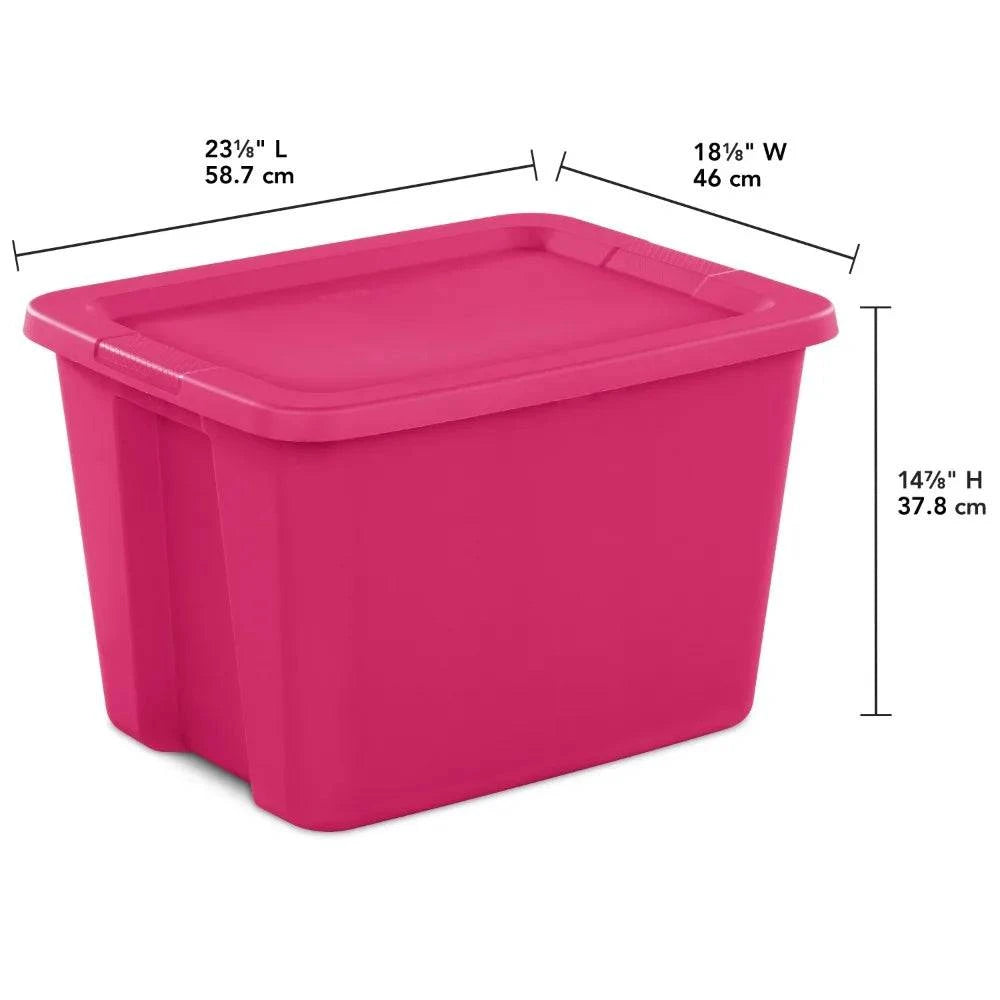 Sterilite 18 Gallon Plastic Tote Box - Fuchsia Burst - Set of 8 - Growtochoice LLC