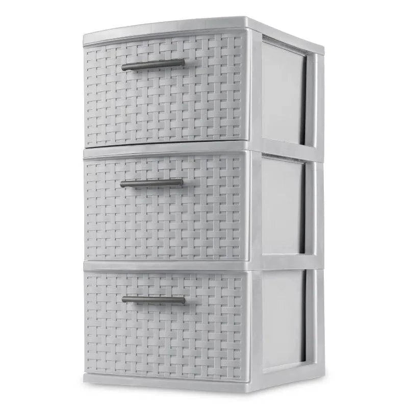 Sterilite 3 Drawer Weave Tower Plastic, Cement, Set of 2 - Growtochoice LLC