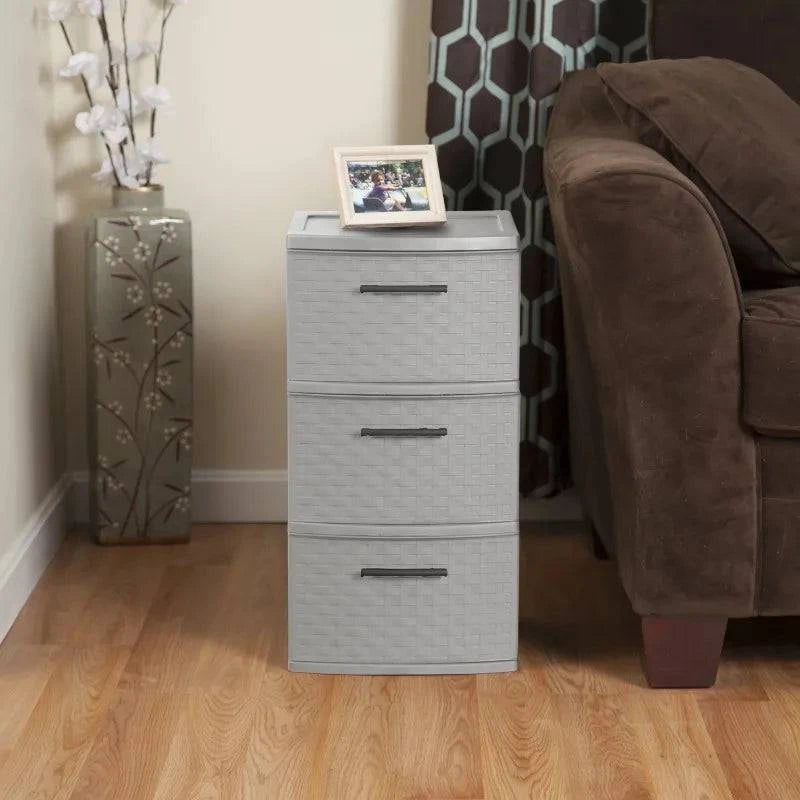 Sterilite 3 Drawer Weave Tower Plastic, Cement, Set of 2 - Growtochoice LLC
