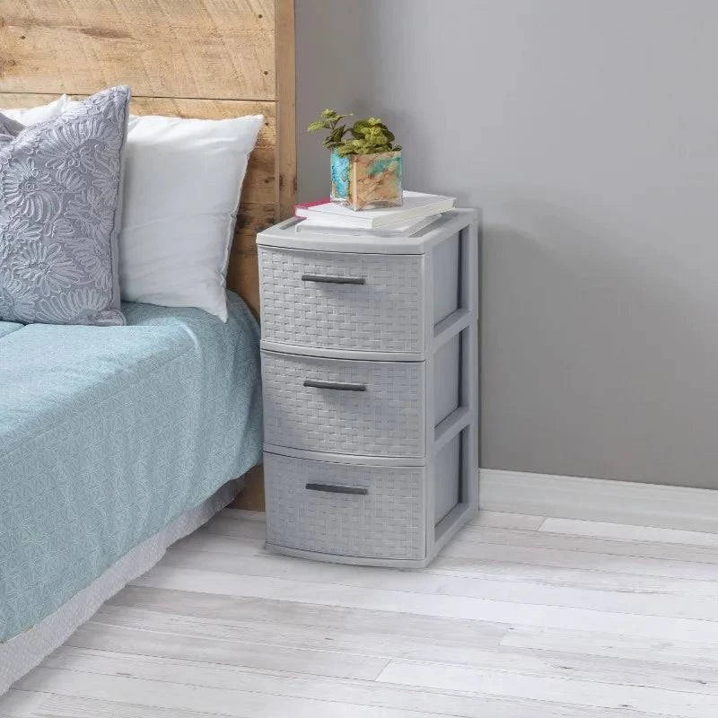 Sterilite 3 Drawer Weave Tower Plastic, Cement, Set of 2 - Growtochoice LLC