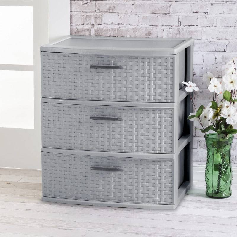 Sterilite 3 Drawer Wide Weave Tower Plastic - Growtochoice LLC