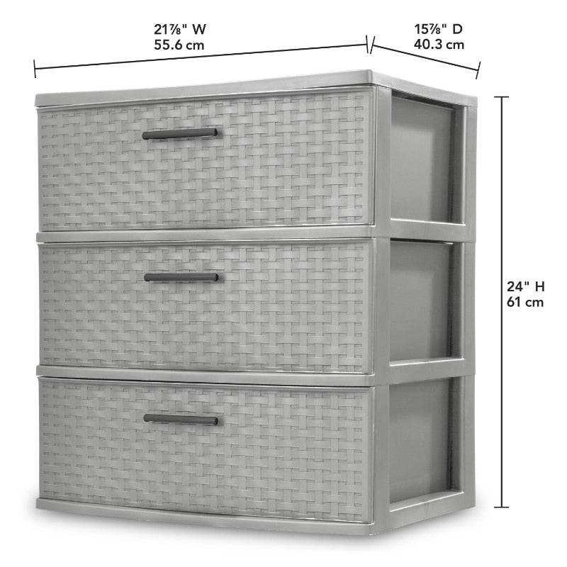 Sterilite 3 Drawer Wide Weave Tower Plastic - Growtochoice LLC