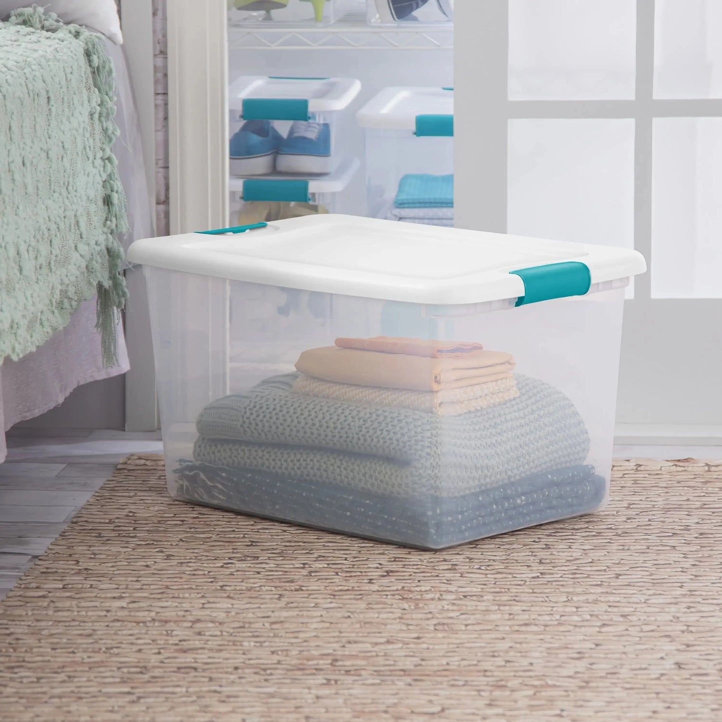 Set of 6 Sterilite 64 Qt. White Latching Plastic Storage Boxes - Growtochoice LLC