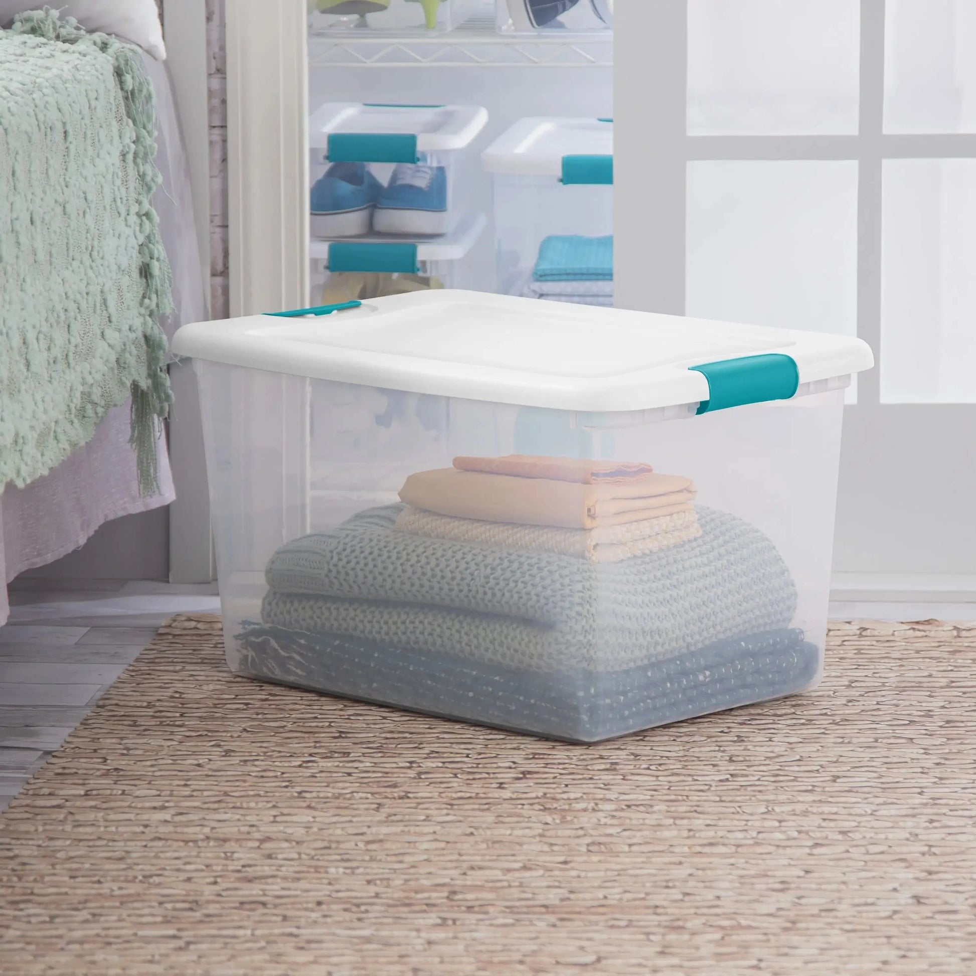 Set of 6 Sterilite 64 Qt. White Latching Plastic Storage Boxes - Growtochoice LLC