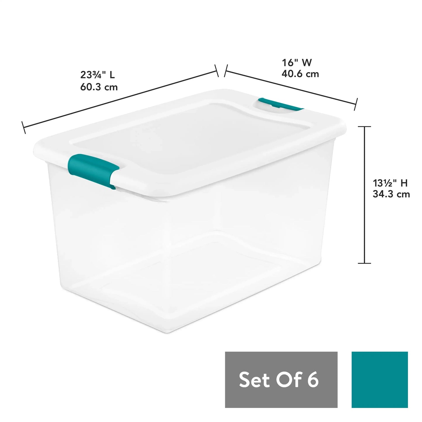 Set of 6 Sterilite 64 Qt. White Latching Plastic Storage Boxes - Growtochoice LLC