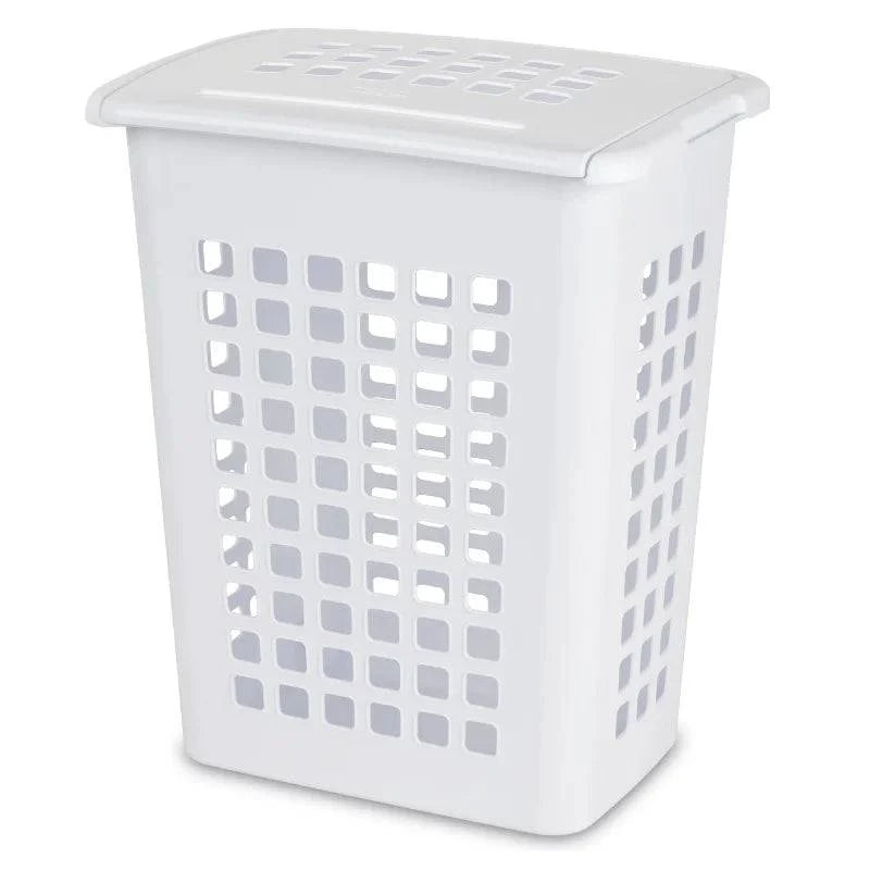 Sterilite Rectangular LiftTop Plastic Laundry Hamper White folding laundry basket laundry dirty clothes basket - Growtochoice LLC