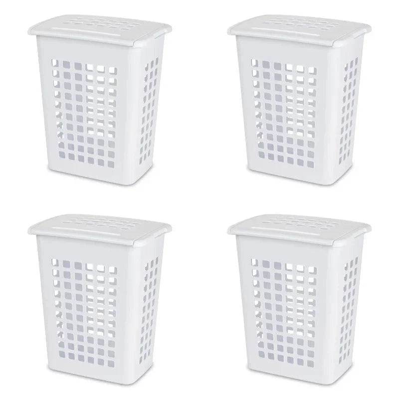 Sterilite Rectangular LiftTop Plastic Laundry Hamper White folding laundry basket laundry dirty clothes basket - Growtochoice LLC
