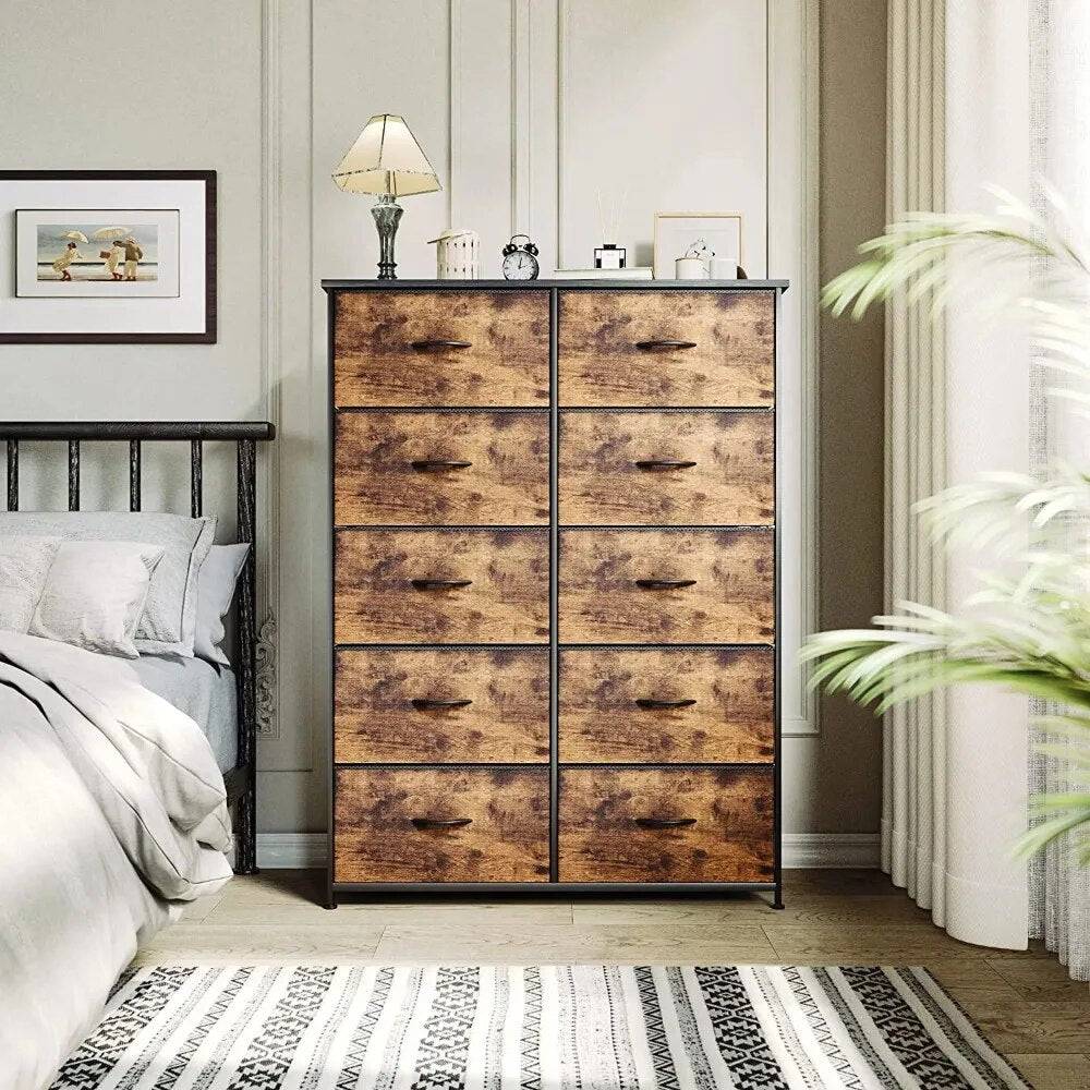 Tall 10 Drawer, Fabric Storage Tower-Organizer Unit for Bedroom, Living Room, Hallway, Closets & Nursery - Growtochoice LLC