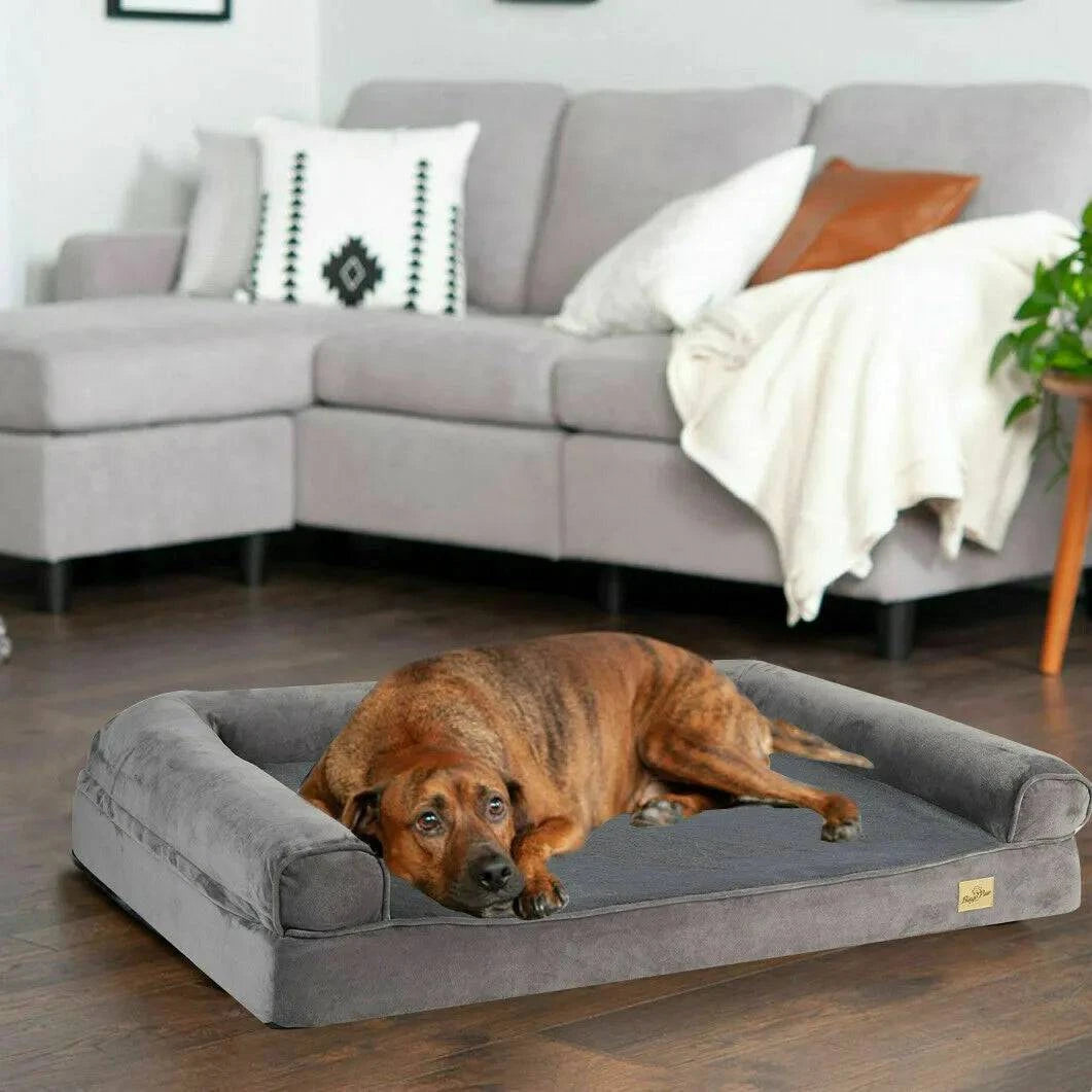XXL Large Orthopedic Dog Bed Cozy Pet Dogs Bedding with Bolster Washable Cover - Growtochoice LLC