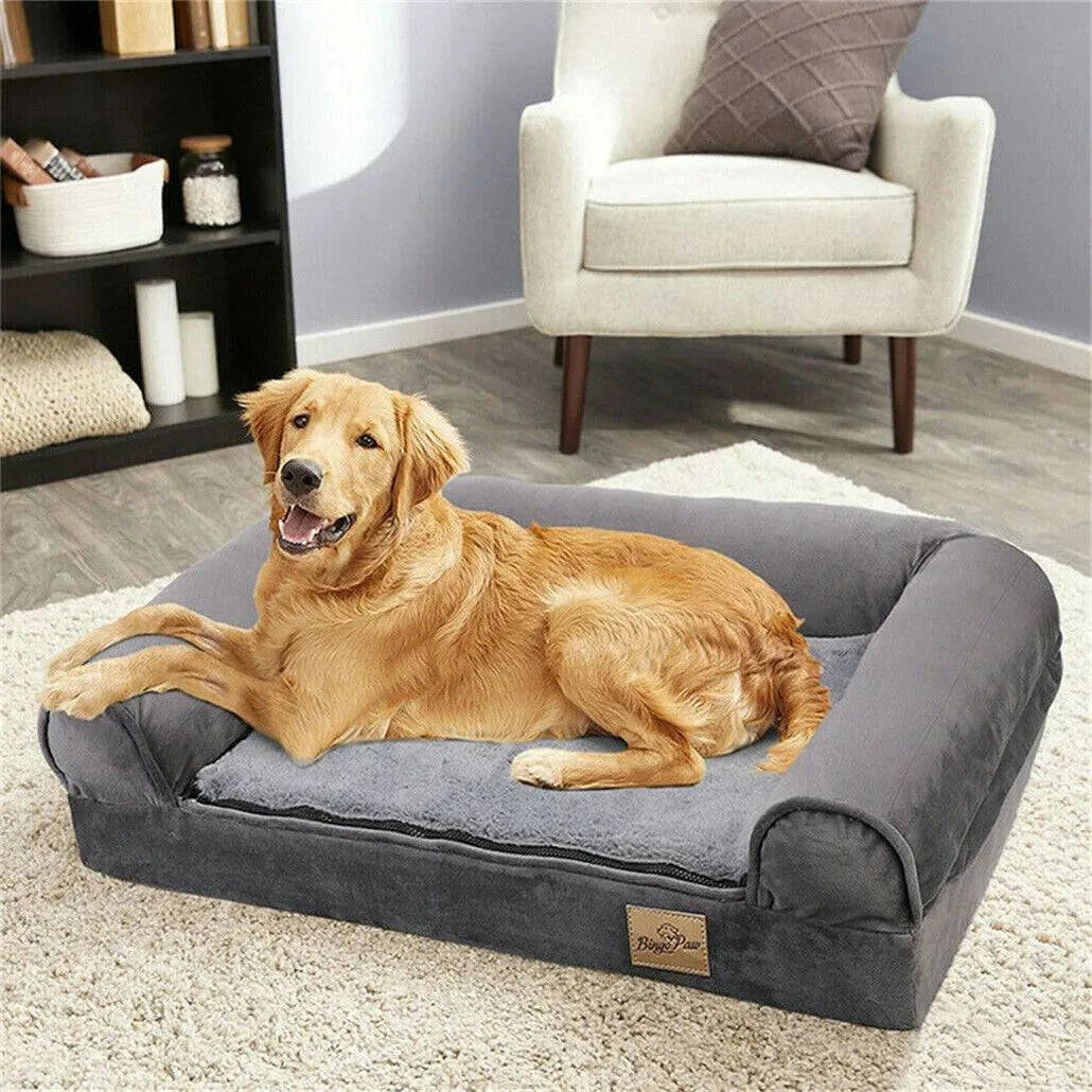 XXL Large Orthopedic Dog Bed Cozy Pet Dogs Bedding with Bolster Washable Cover - Growtochoice LLC