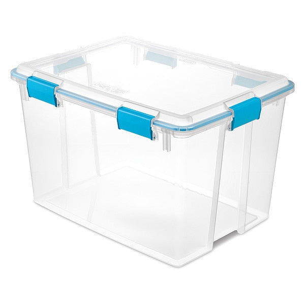 Storage Tote, Clear, Polypropylene, 24 in L, 18 in W, 15 1/4 in H, 20 gal Volume Capacity