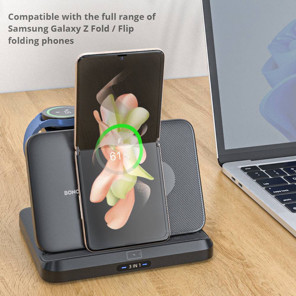 Foldable Wireless Charger 3 in 1 Station for Samsung Z Fold 3/Z Flip4 - Growtochoice LLC