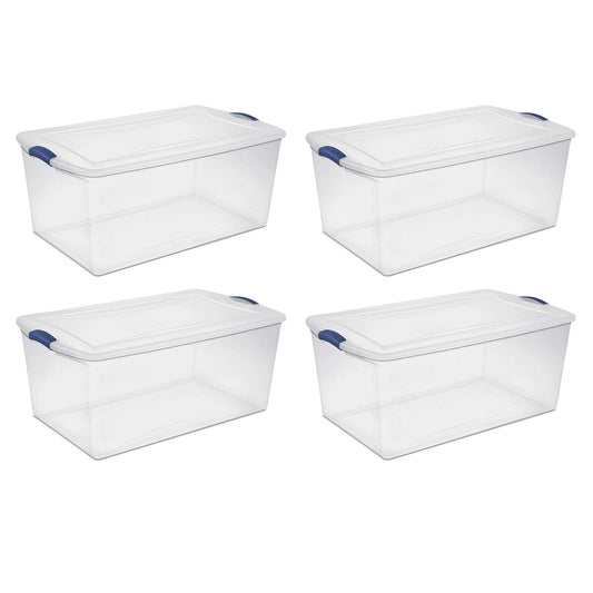 Set of 4 105 Qt. Latch Box Plastic Storage Containers - Stadium Blue, Durable and Versatile - Growtochoice LLC