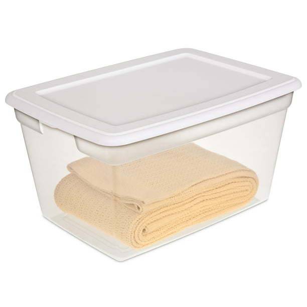 58 Qt Storage Box Clear Base White Lid Set of 8 - Growtochoice LLC