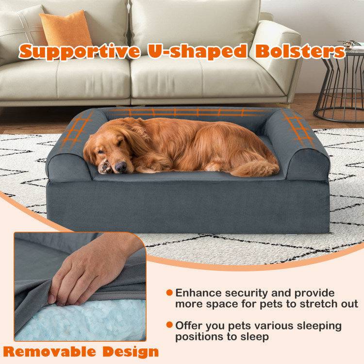 Enhance Pet Comfort with our Orthopedic Dog Bed - Memory Foam Pet Bed with Headrest, Perfect for Large Dogs. - Growtochoice LLC