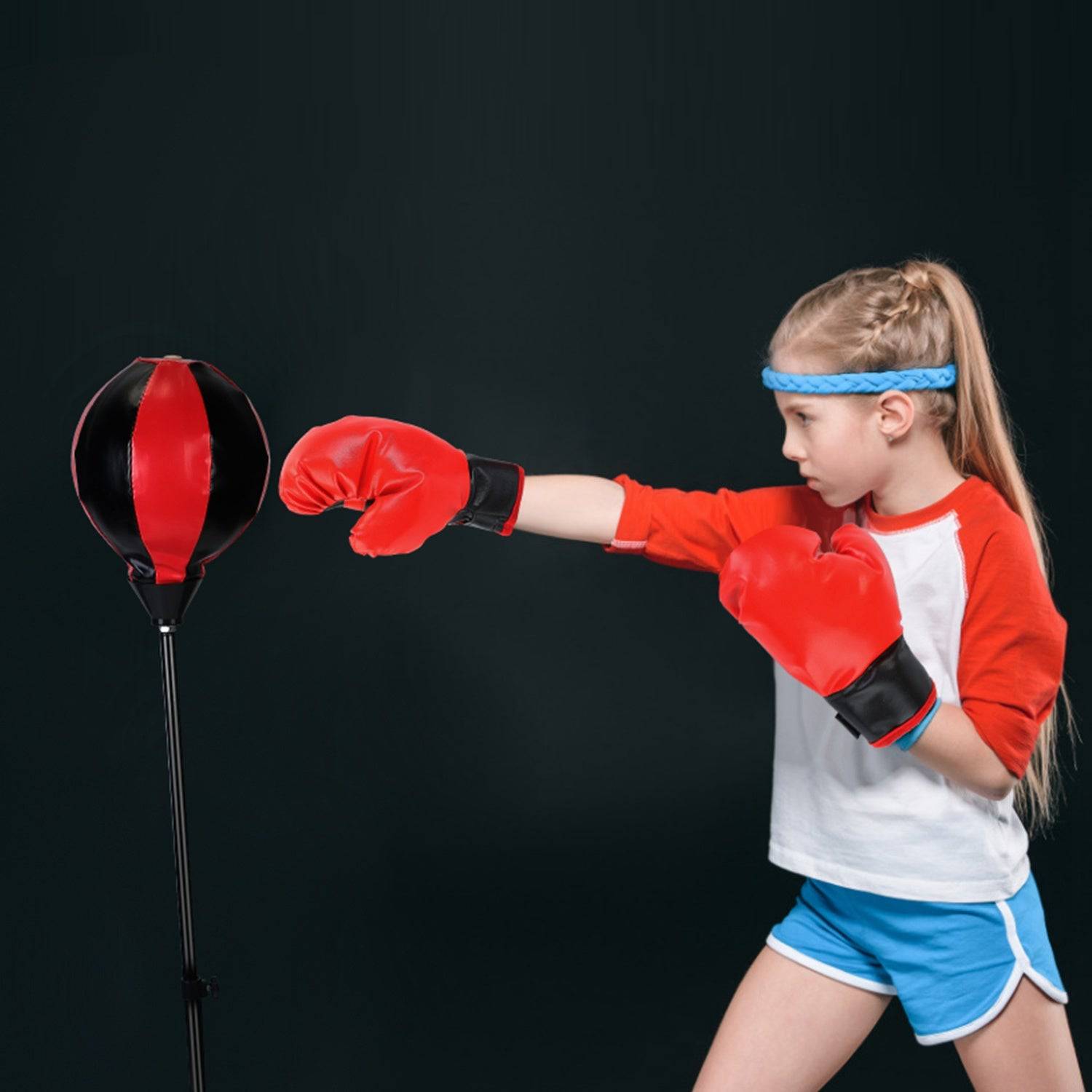 Punching Bag For Kids Junior Boxing Set Boxing Gloves Height Adjustable Free Standing Punching Ball Boxing For Kids Aged from 3 to 8Years Old - Growtochoice LLC